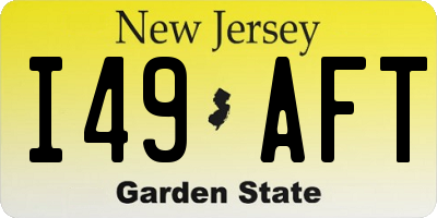 NJ license plate I49AFT