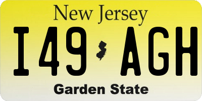 NJ license plate I49AGH