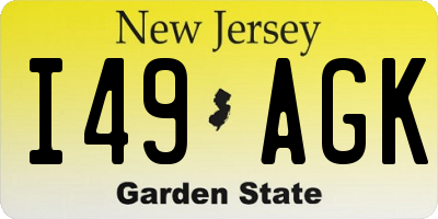 NJ license plate I49AGK