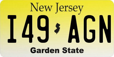 NJ license plate I49AGN