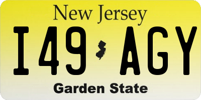 NJ license plate I49AGY