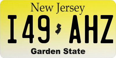 NJ license plate I49AHZ