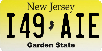 NJ license plate I49AIE