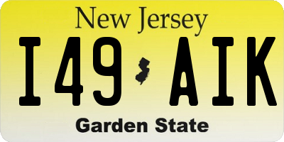 NJ license plate I49AIK