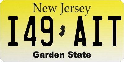 NJ license plate I49AIT