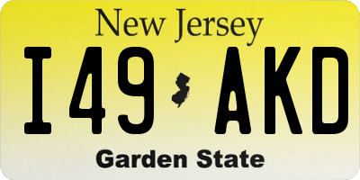 NJ license plate I49AKD