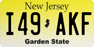 NJ license plate I49AKF