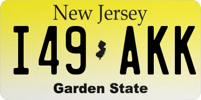 NJ license plate I49AKK