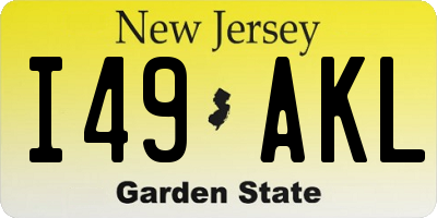 NJ license plate I49AKL