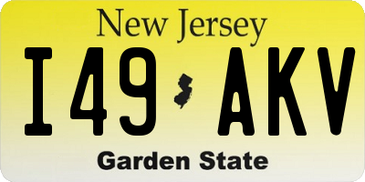NJ license plate I49AKV