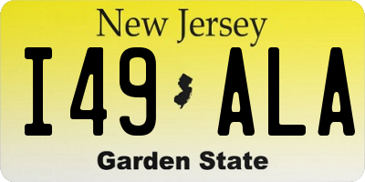 NJ license plate I49ALA