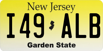 NJ license plate I49ALB
