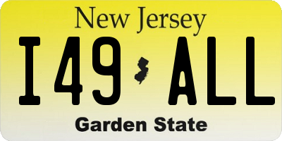 NJ license plate I49ALL