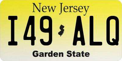 NJ license plate I49ALQ