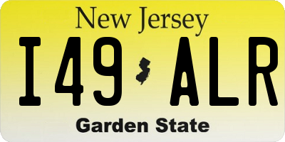 NJ license plate I49ALR