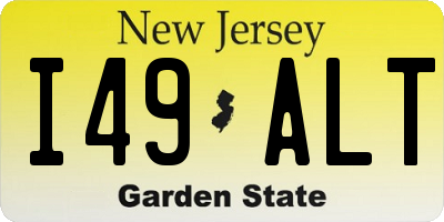 NJ license plate I49ALT