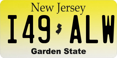 NJ license plate I49ALW