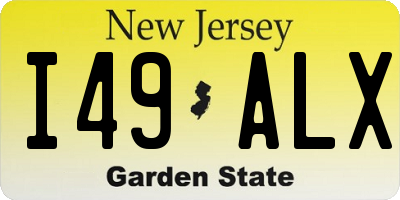 NJ license plate I49ALX