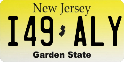 NJ license plate I49ALY