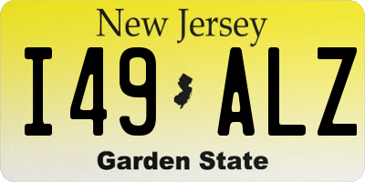 NJ license plate I49ALZ