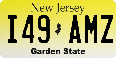 NJ license plate I49AMZ