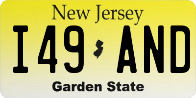 NJ license plate I49AND