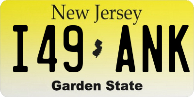 NJ license plate I49ANK