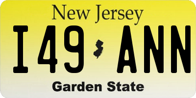 NJ license plate I49ANN