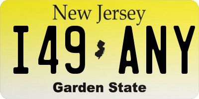 NJ license plate I49ANY