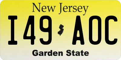 NJ license plate I49AOC