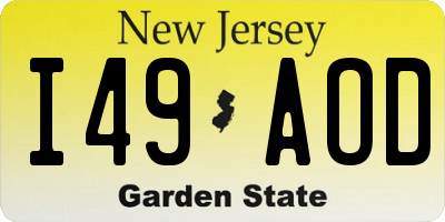 NJ license plate I49AOD
