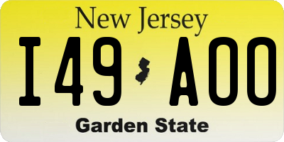 NJ license plate I49AOO