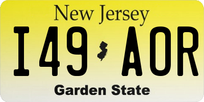 NJ license plate I49AOR