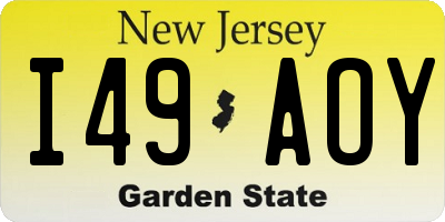 NJ license plate I49AOY
