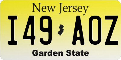 NJ license plate I49AOZ