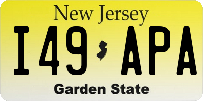NJ license plate I49APA