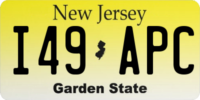 NJ license plate I49APC