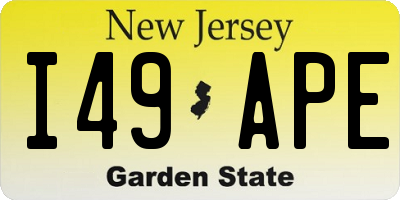 NJ license plate I49APE