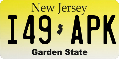 NJ license plate I49APK