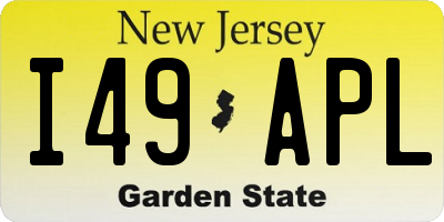 NJ license plate I49APL