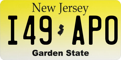 NJ license plate I49APO