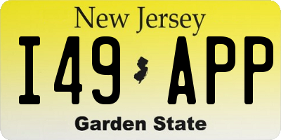 NJ license plate I49APP