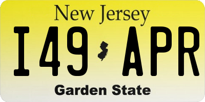 NJ license plate I49APR