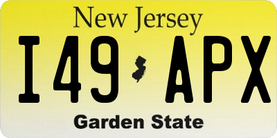 NJ license plate I49APX
