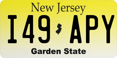 NJ license plate I49APY