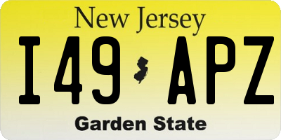 NJ license plate I49APZ