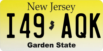 NJ license plate I49AQK