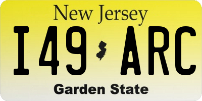 NJ license plate I49ARC