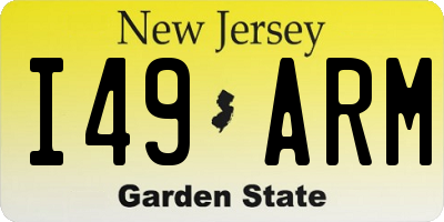 NJ license plate I49ARM