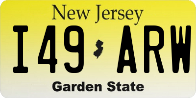 NJ license plate I49ARW